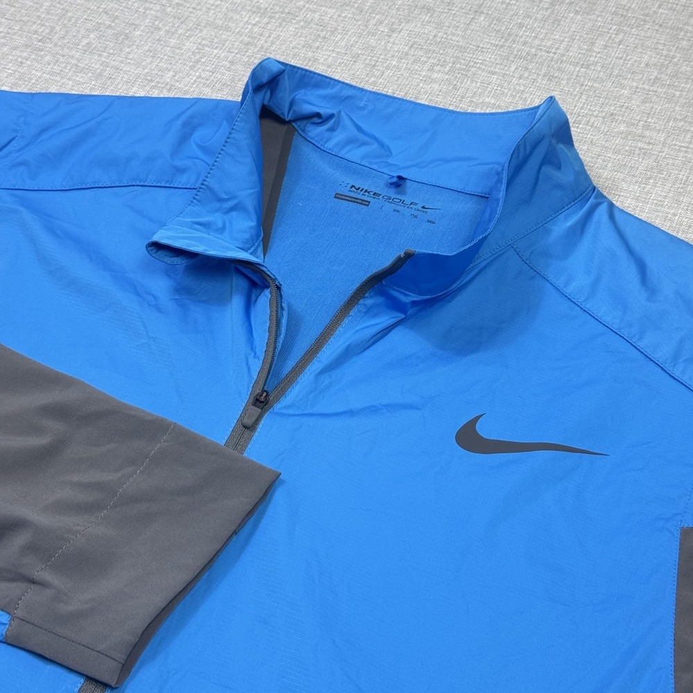 Nike Golf Windbreaker Jacket Men 2XL Blue 1/4 Zip Breathable Tagless Performance